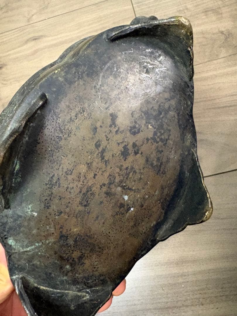 銅器　小振り　水盤　砂鉢　華道　花器　煎茶道具　茶室　花鳥図 古銅製 時代物