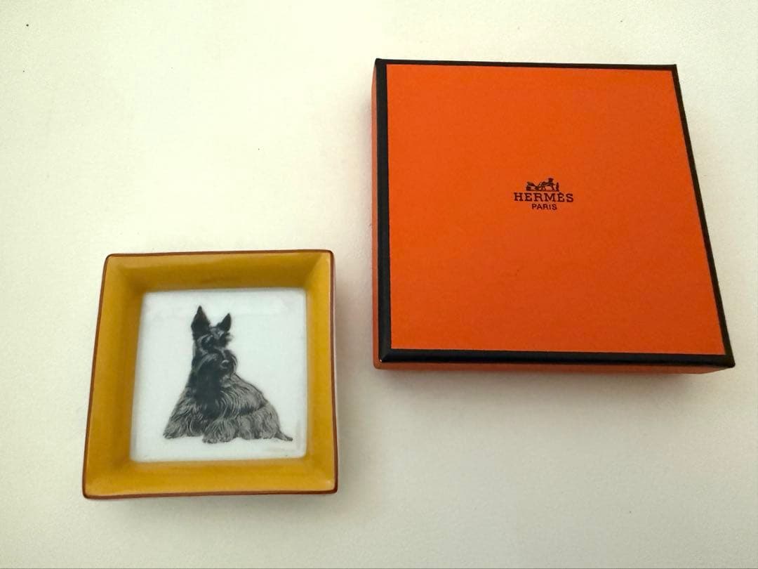 HERMES エルメス スコティッシュテリア スクエアプレート 犬