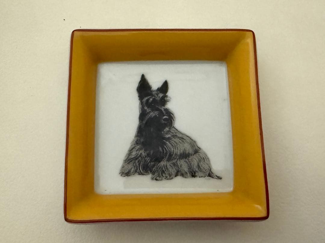 HERMES エルメス スコティッシュテリア スクエアプレート 犬