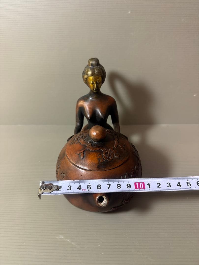 2856 中国骨董　大清乾隆銘　純銅製　聖女　急須　時代物