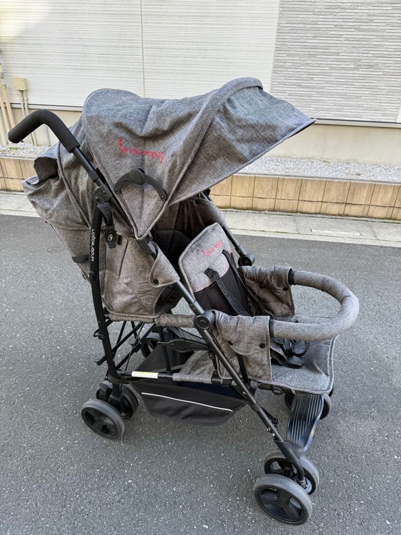 kinderwagon 2人乗りベビーカー グレー