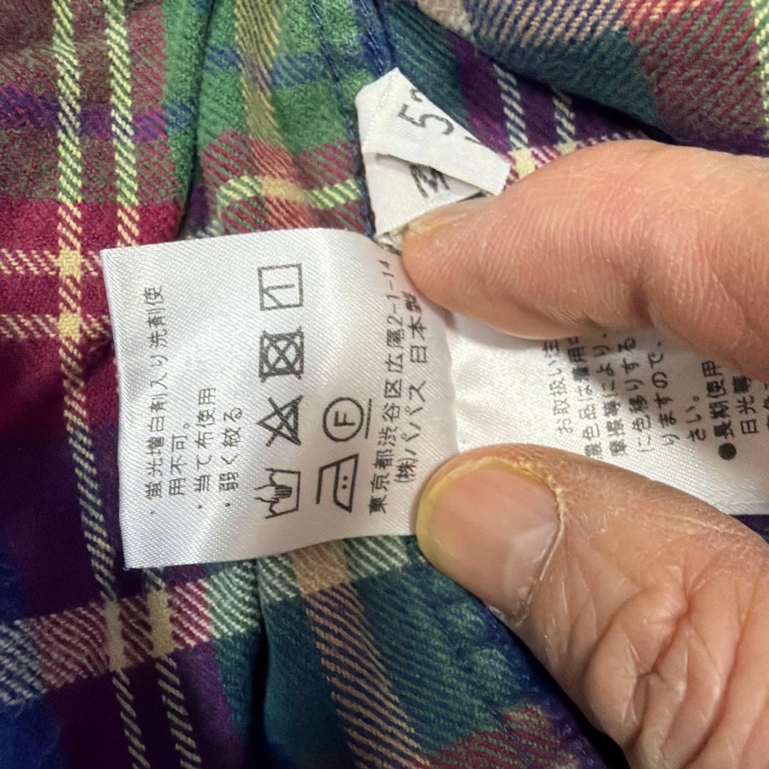 ブッチ46美品日本製Papasリバースタータンチェック長袖フランネルシャツ