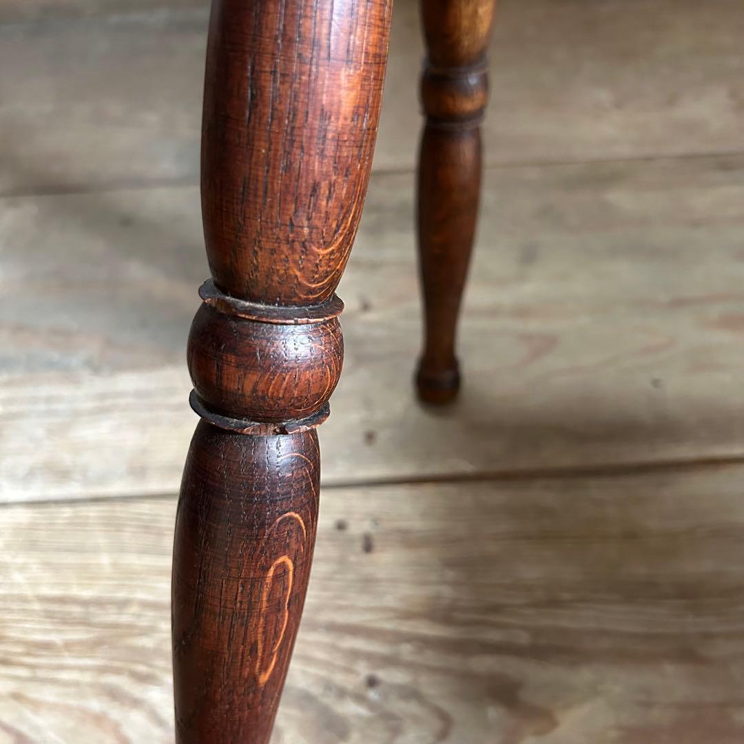 フランスアンティーク 木製 三本脚 スツール ダークブラウン　②