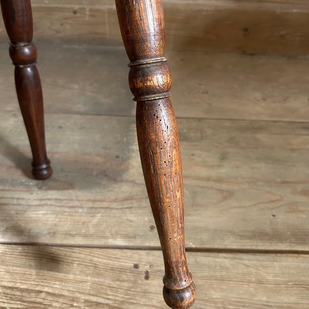 フランスアンティーク 木製 三本脚 スツール ダークブラウン　②