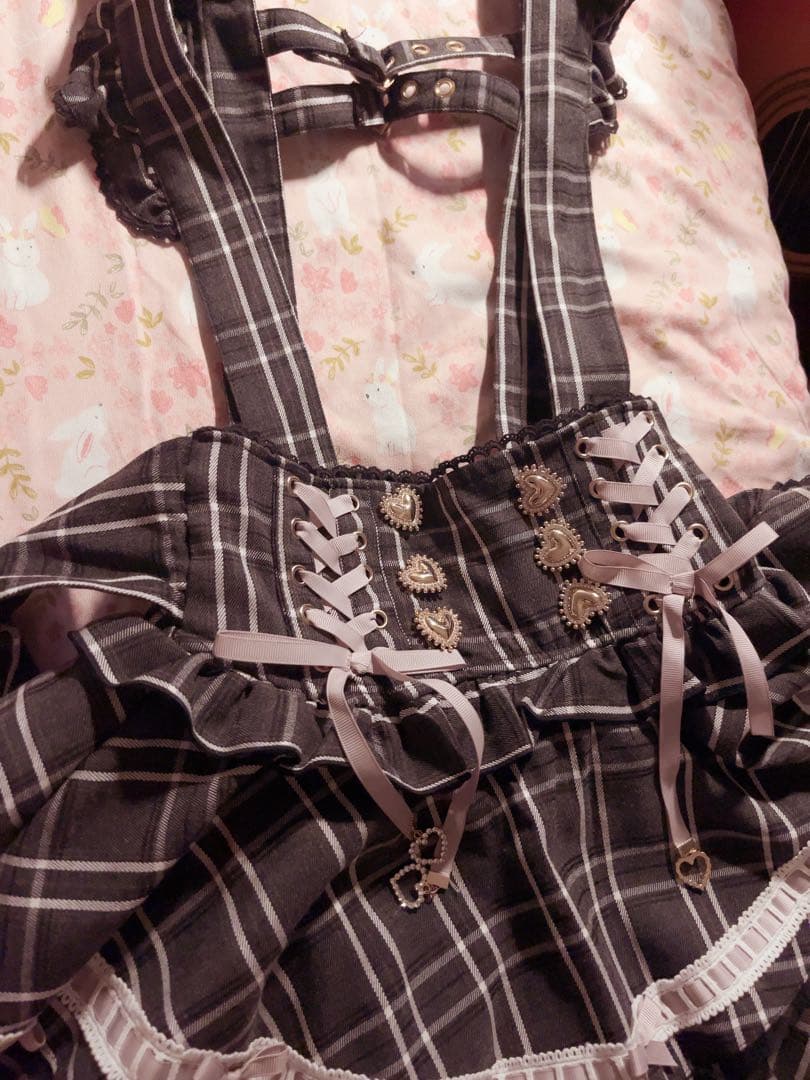 LIZLISA はしごリボンチェックティアードスカパン リズリサ