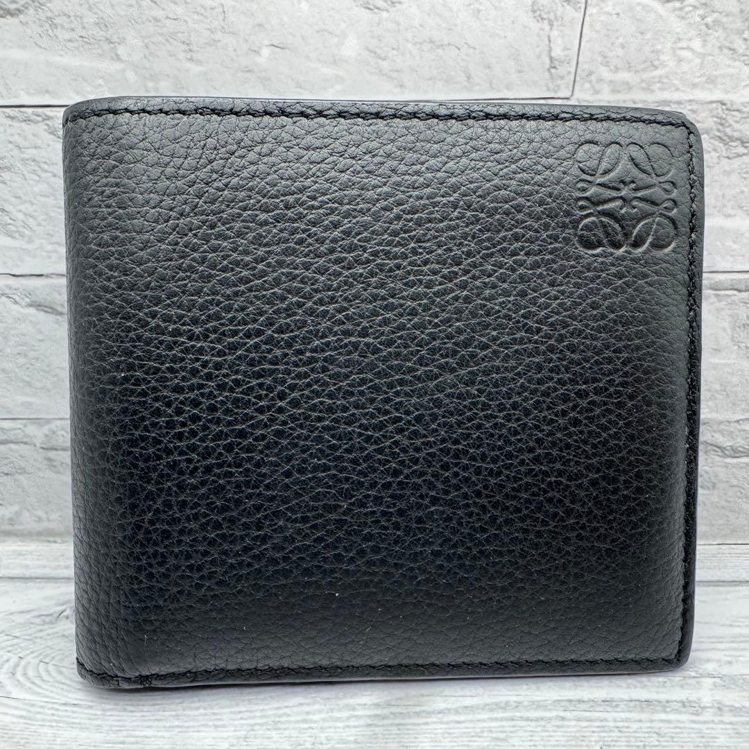 【希少・美品】LOEWE バイフォールド アナグラム 二つ折り ブラック　レザー