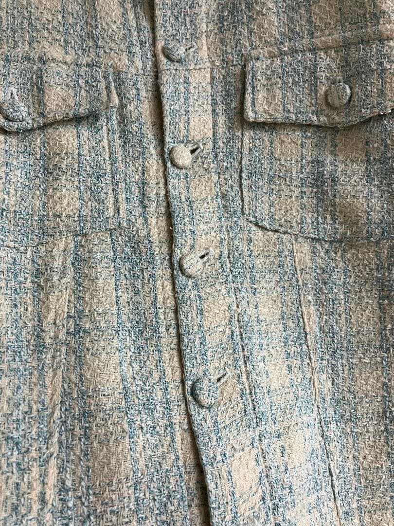 【tokio】チェック ファンシー ツィード トラッカージャケット