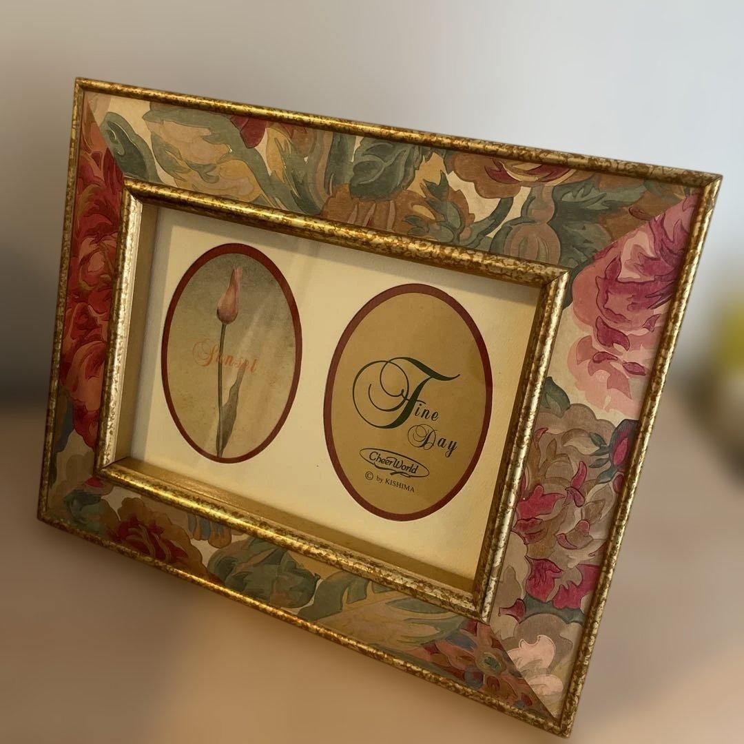 写真入れ フォトフレーム 額縁 花柄 チューリップ 写真立て