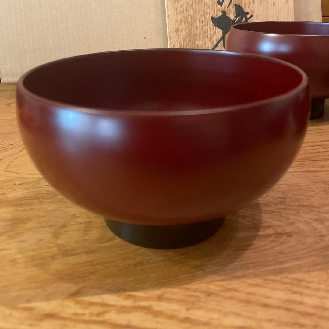 越前塗り　古代朱　どんぶり　5セット