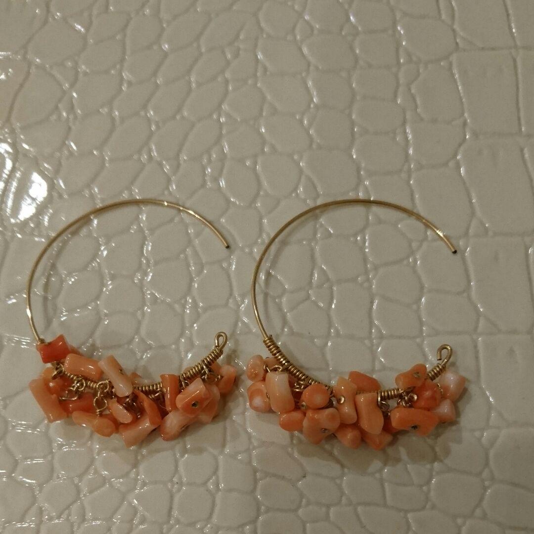 ピンク サンゴ ピアス