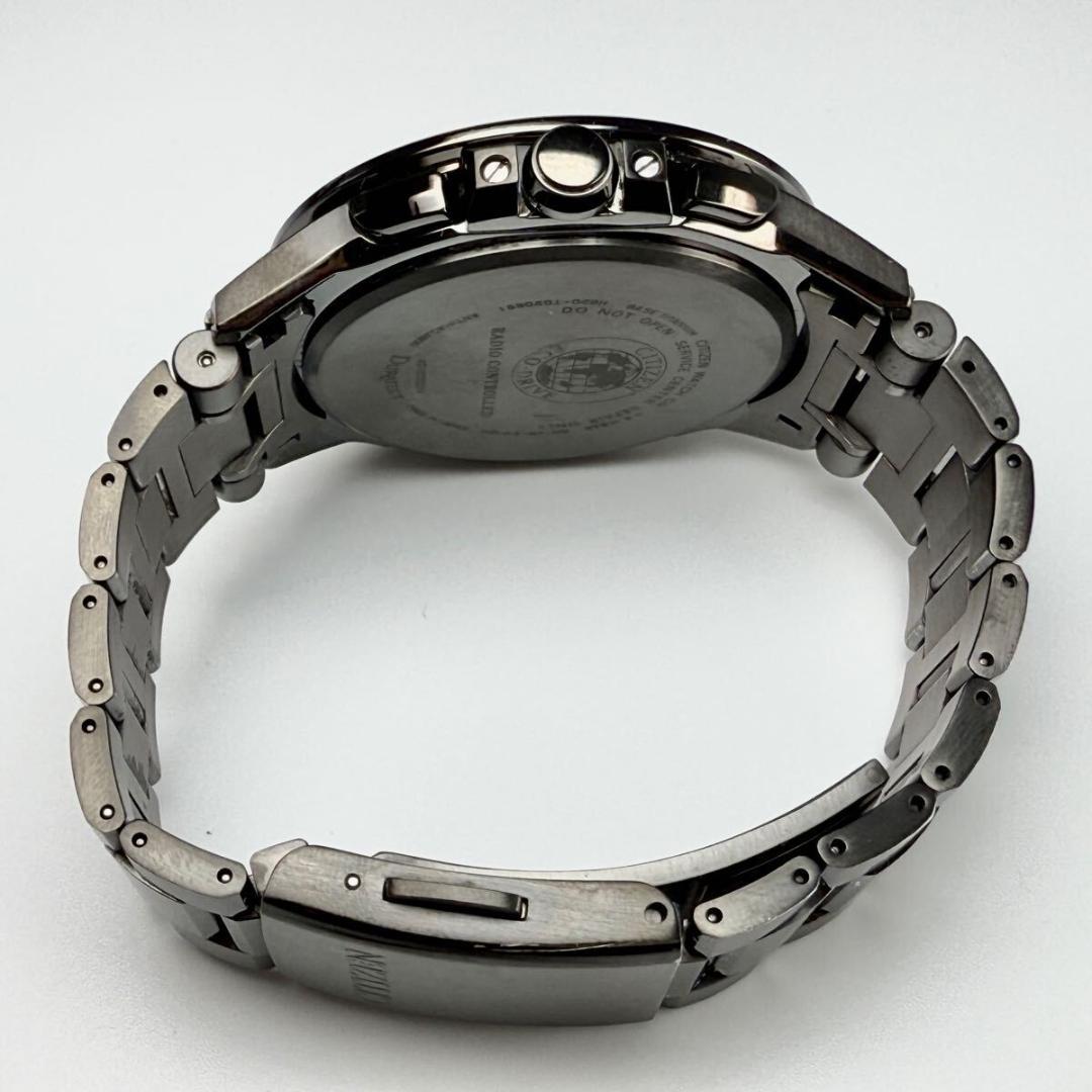 【稼働】シチズン 腕時計 アテッサ 電波ソーラー チタン ネイビー文字盤