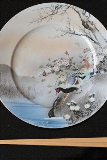 オールドノリタケ 金彩プレート①　百田造　夫婦孔雀絵図