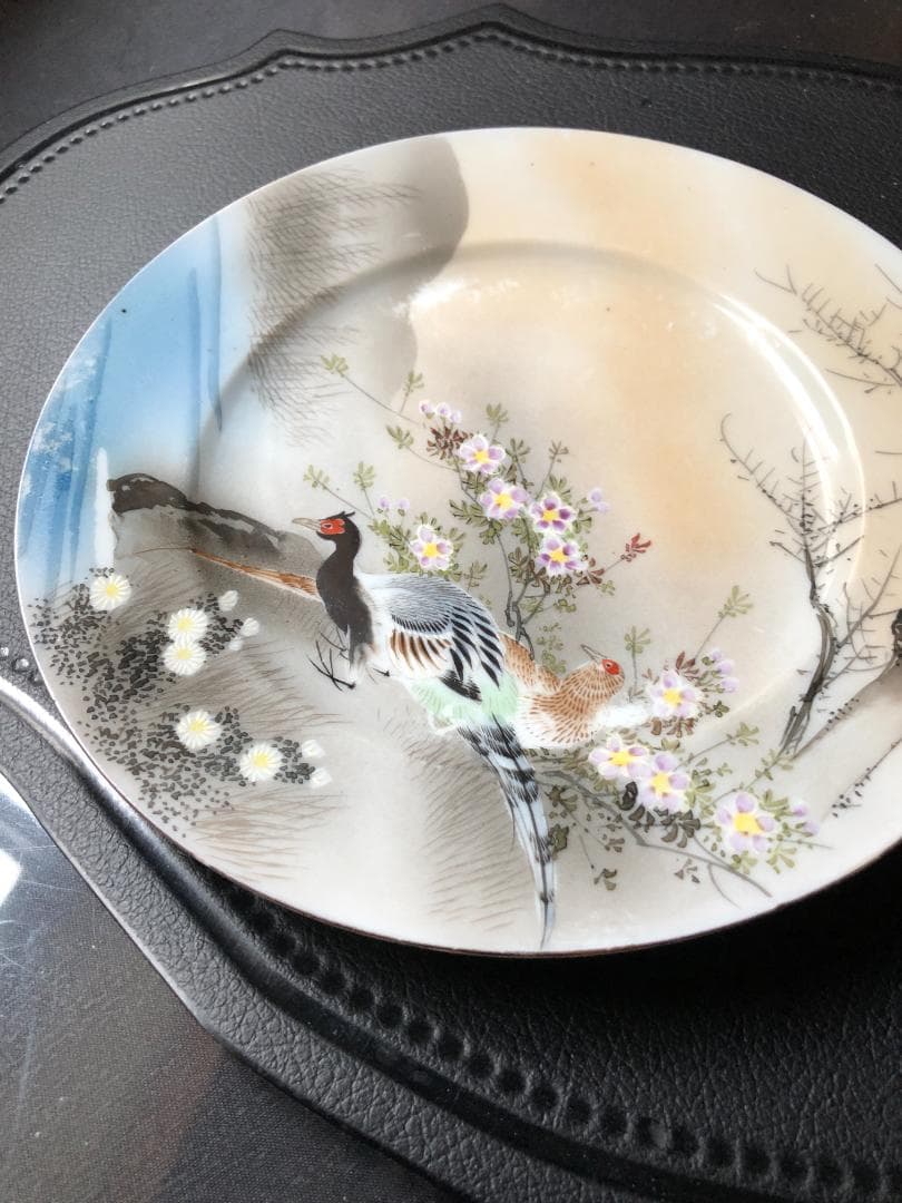 オールドノリタケ 金彩プレート①　百田造　夫婦孔雀絵図