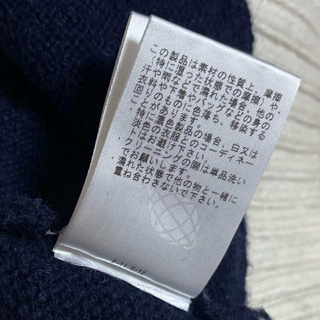 BEAMS GOLF ウール100% バイカラー タートルネック ニット 紺 S