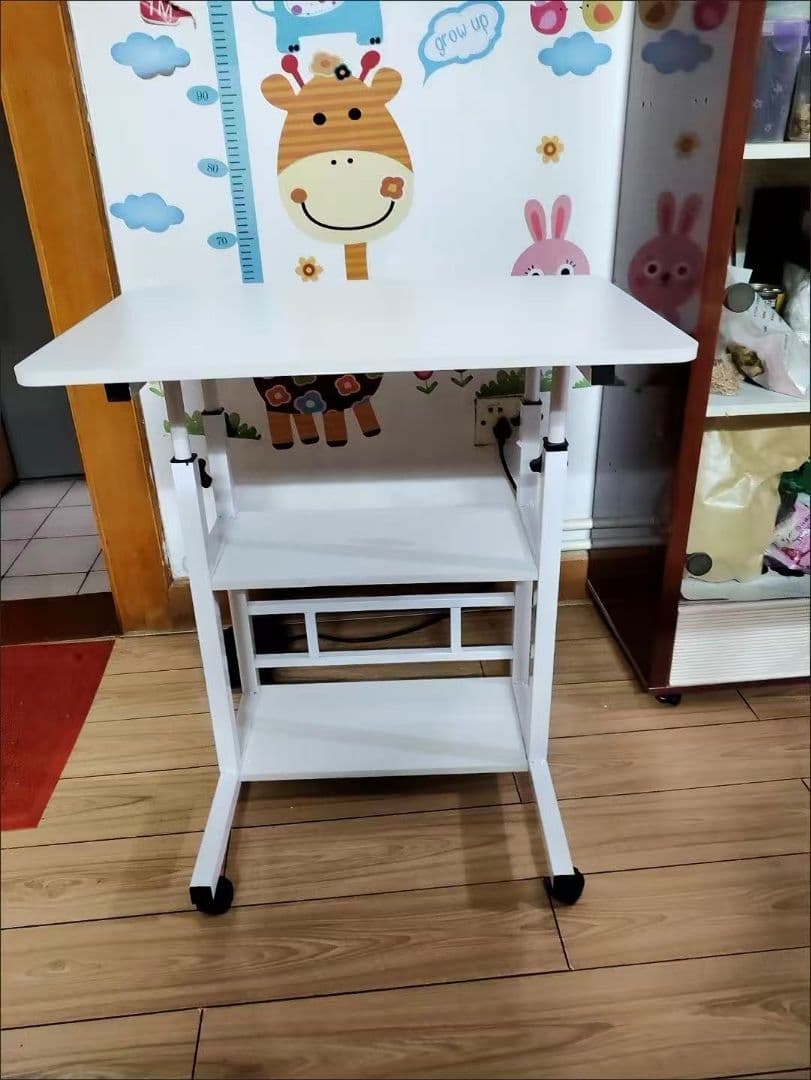 ホワイト サイドテーブル 高さ調整可能