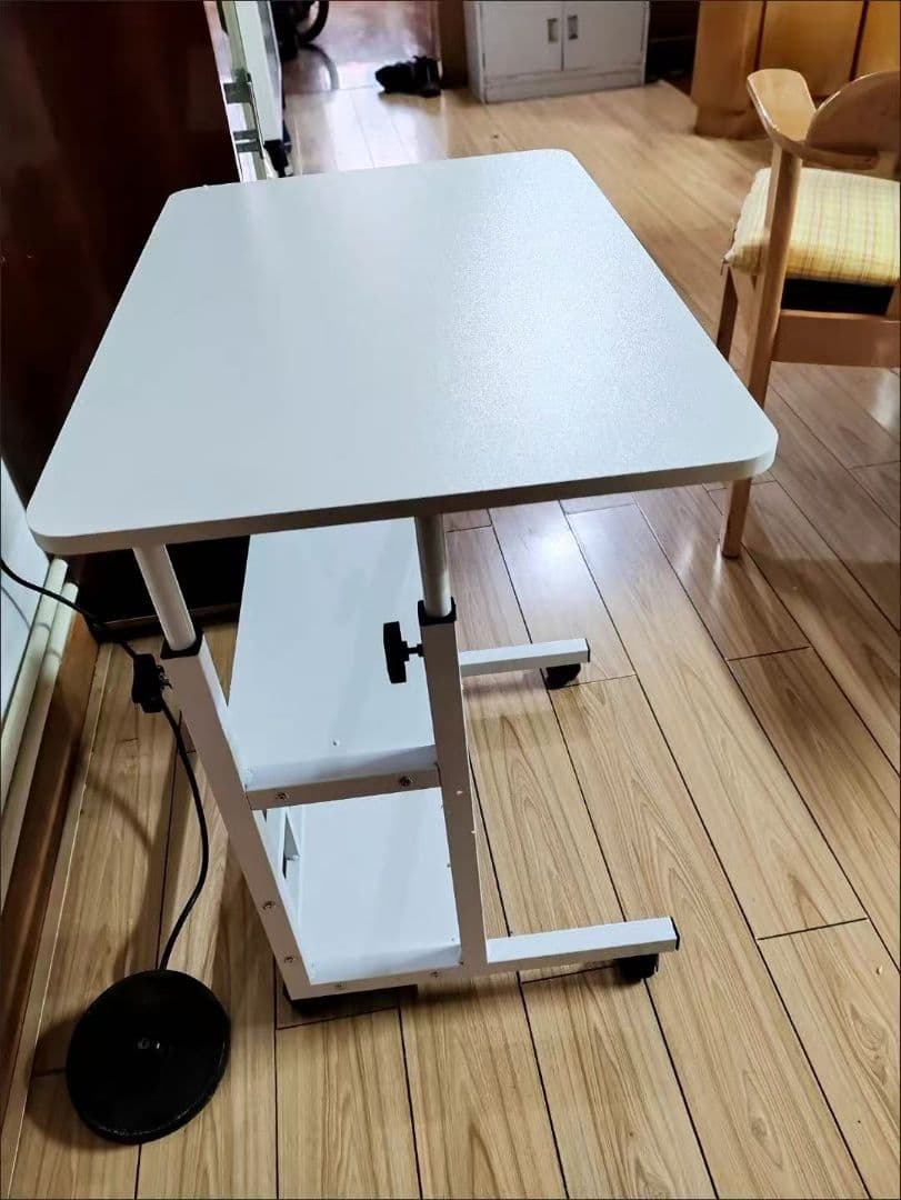 ホワイト サイドテーブル 高さ調整可能