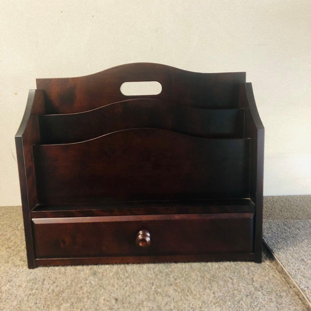 E48アンティーク品✨北海道民藝 木製ブックスタンド小物入れ レタースタンド