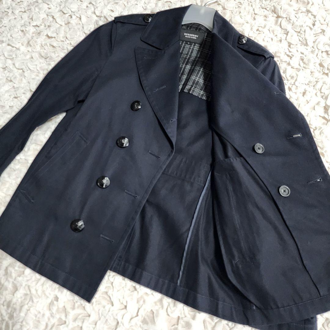 バーバリーブラックレーベル ノバチェック ダブルブレスト ハーフコート