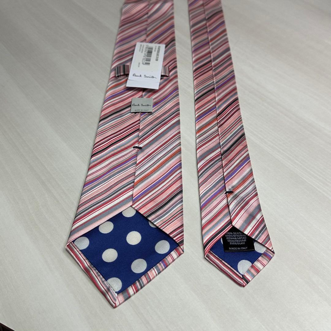 新品タグ付☆ポールスミス☆ネクタイ☆ピンク☆マルチストライプ☆ストライプ☆554