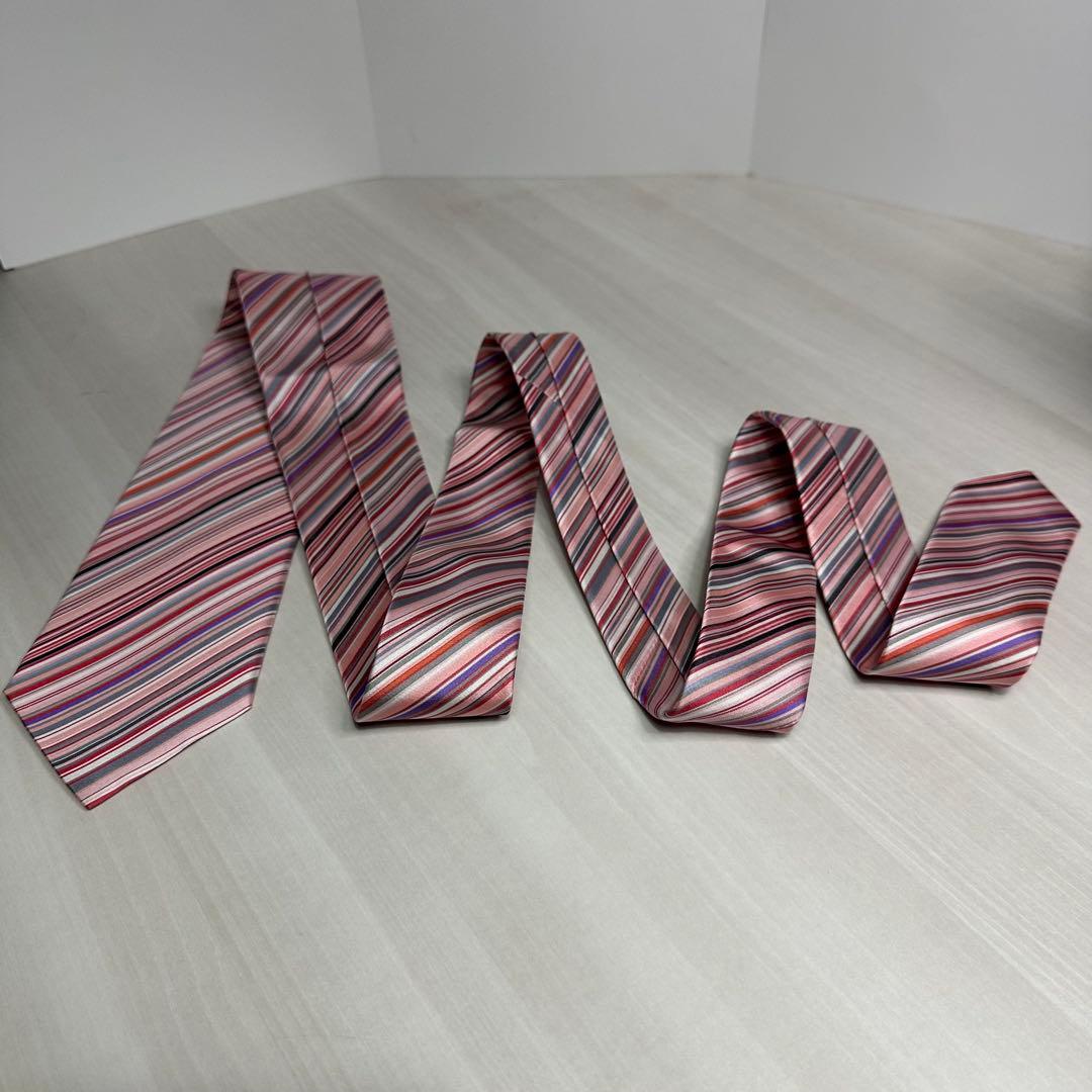 新品タグ付☆ポールスミス☆ネクタイ☆ピンク☆マルチストライプ☆ストライプ☆554