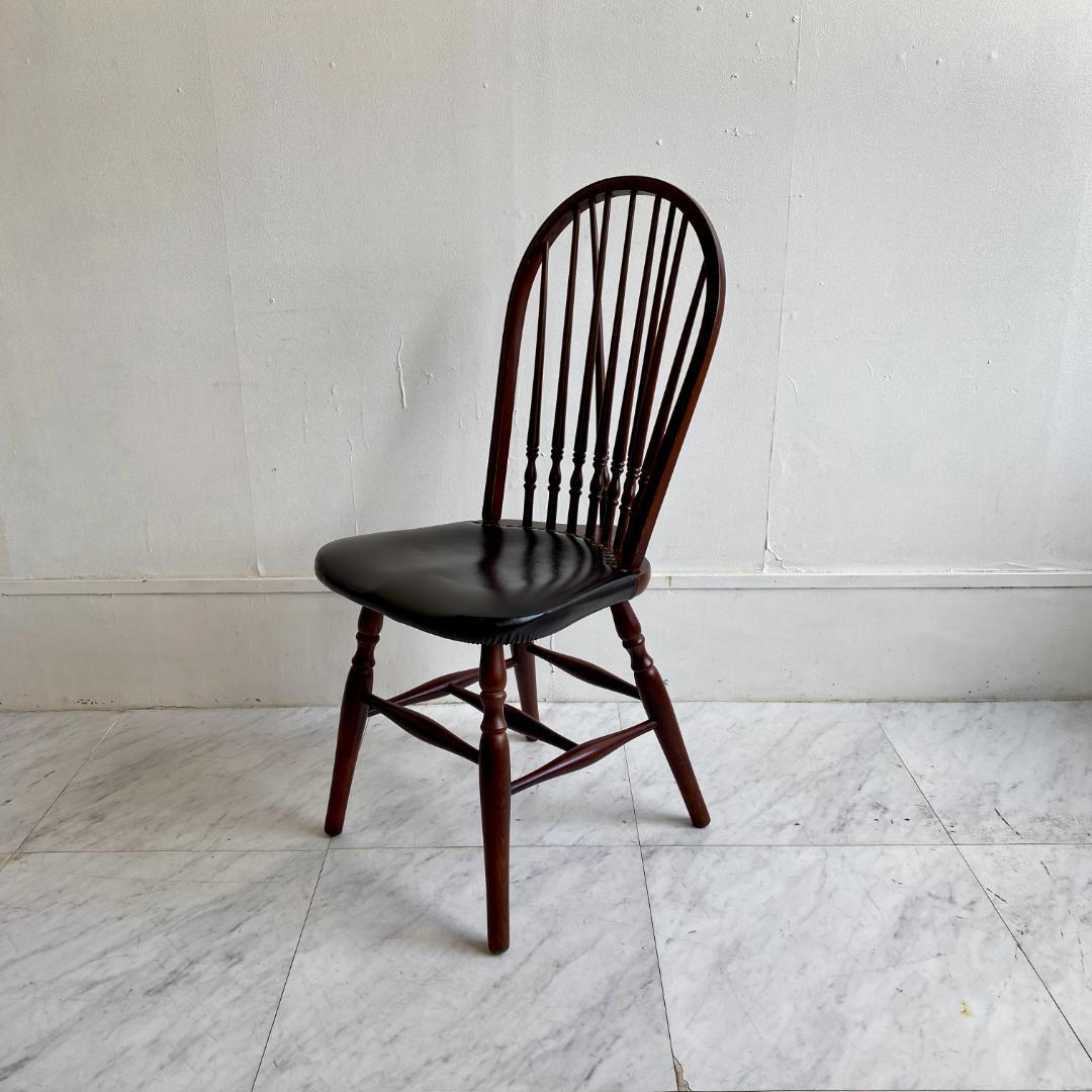 秋田木工 ビンテージ ダイニングチェア 曲木 椅子 レザー座面 鋲打ち