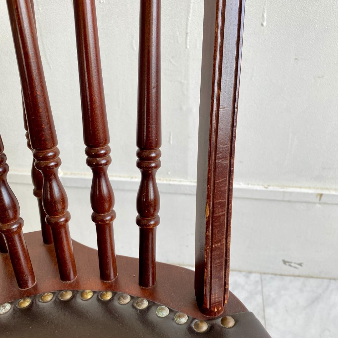 秋田木工 ビンテージ ダイニングチェア 曲木 椅子 レザー座面 鋲打ち