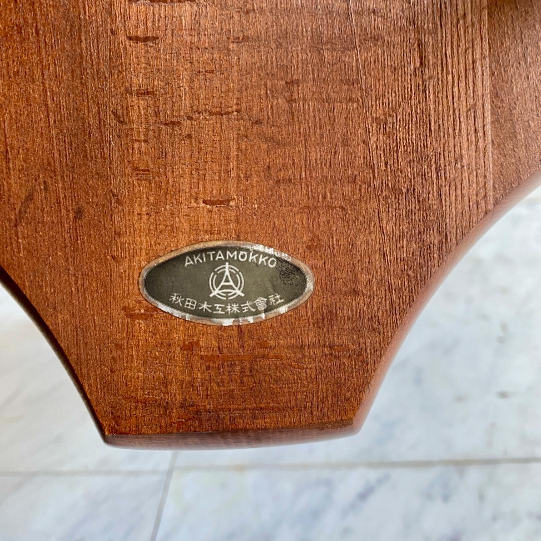 秋田木工 ビンテージ ダイニングチェア 曲木 椅子 レザー座面 鋲打ち