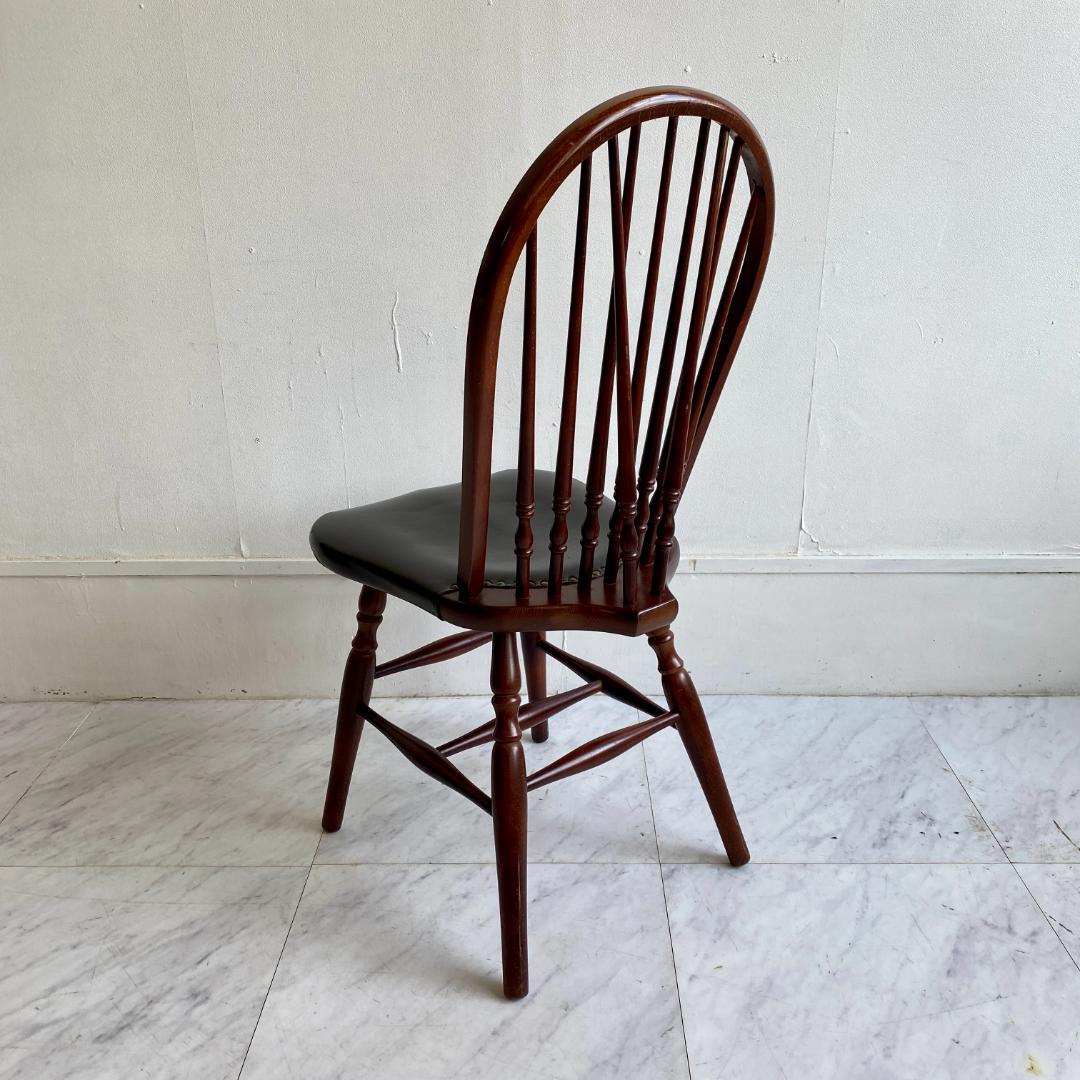 秋田木工 ビンテージ ダイニングチェア 曲木 椅子 レザー座面 鋲打ち