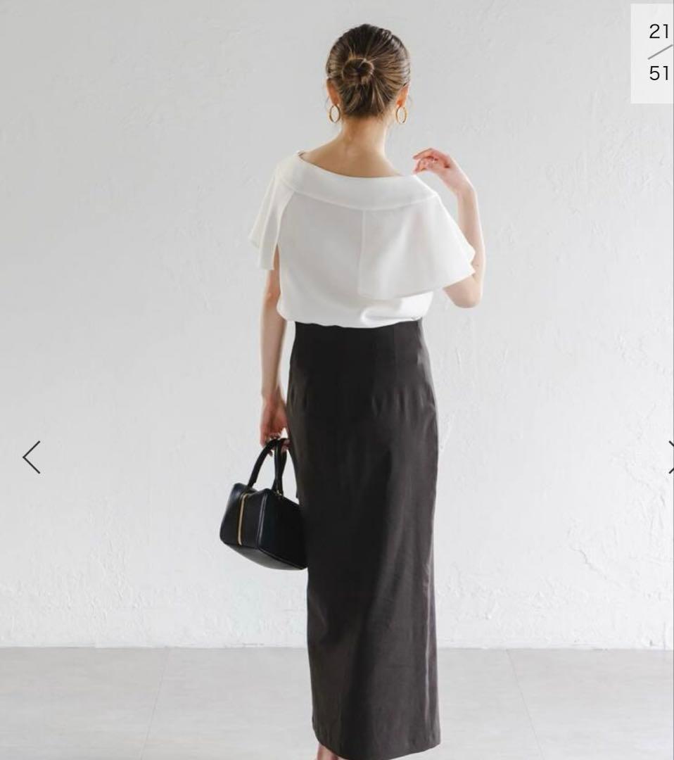 【洗える】スクエアケープスリーブブラウス　ホワイト　新品未使用タグ付き