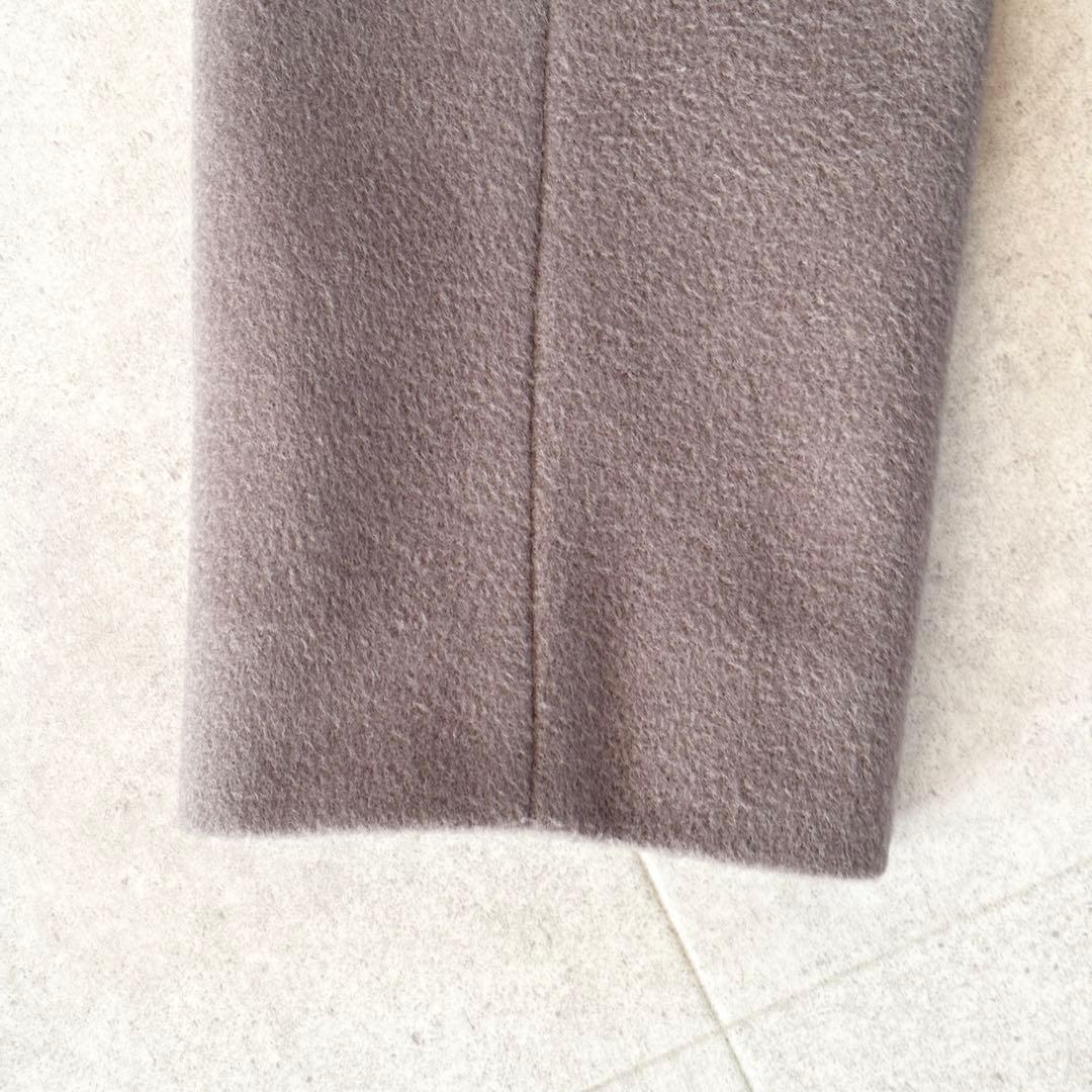 ベルト付き✨️アンタイトル スタンドカラーロングコート 2 グレージュ 比翼