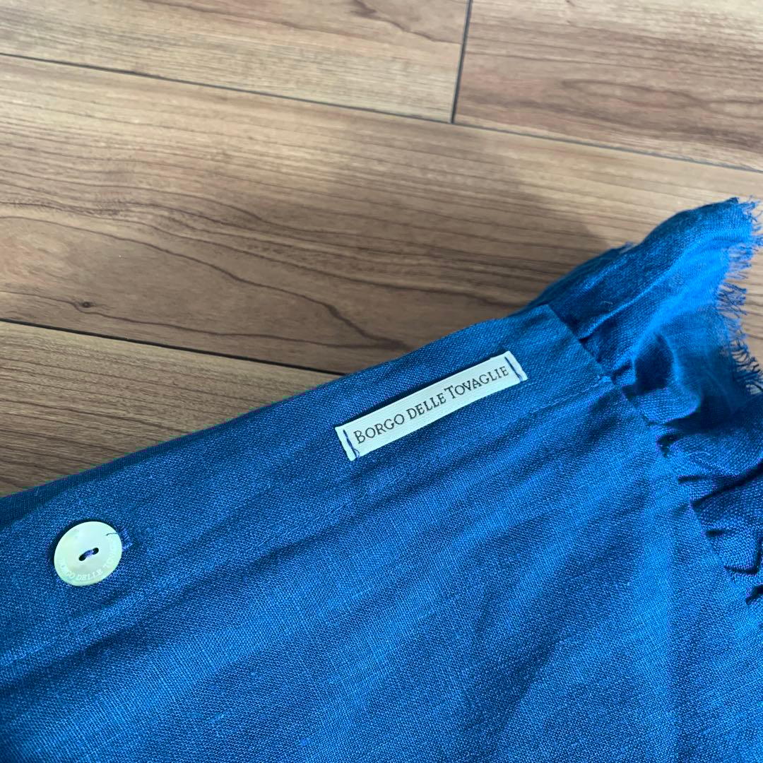 BORGO DELLE TOVAGLIE ボルゴ フリルクッションカバー ブルー