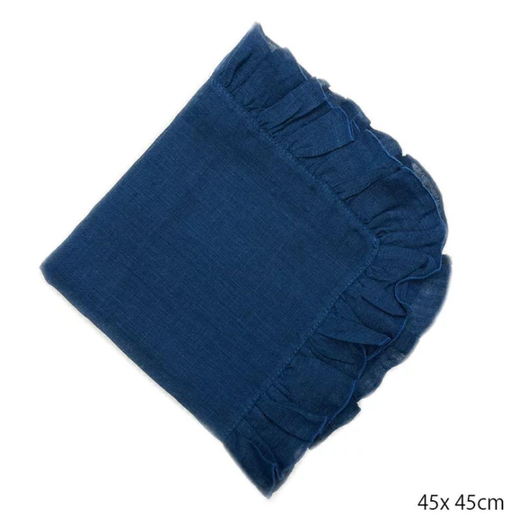 BORGO DELLE TOVAGLIE ボルゴ フリルクッションカバー ブルー