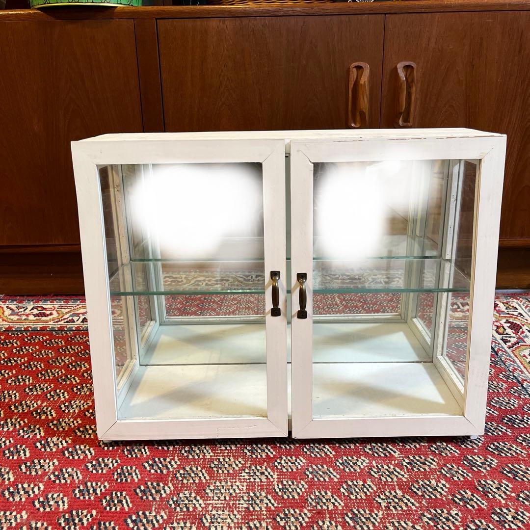 キャビネット　コレクションボックス　アンティーク　木製　ガラス