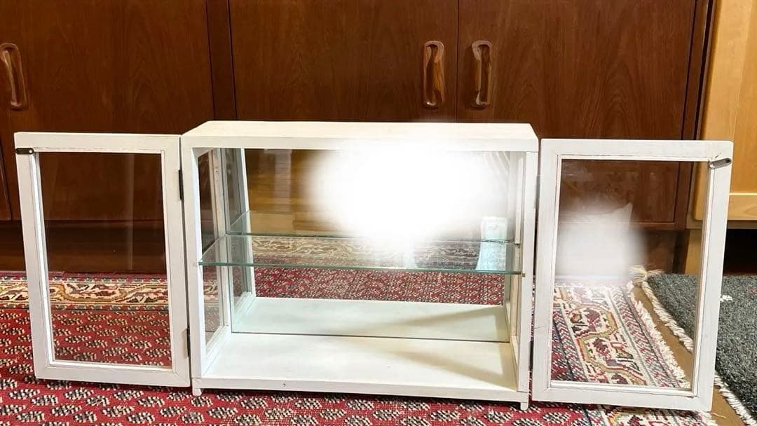 キャビネット　コレクションボックス　アンティーク　木製　ガラス