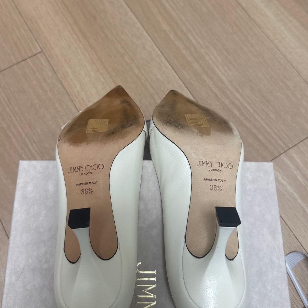 【美品】JIMMY CHOO ビジューホワイトパンプス 36.5