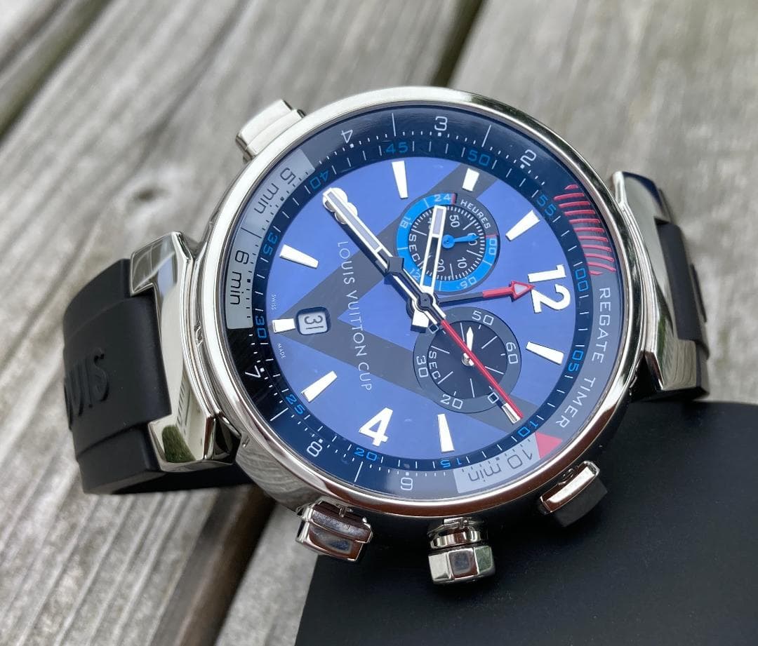 ルイ・ヴィトン Q102D タンブール レガッタ クロノ アラーム Qz　美品