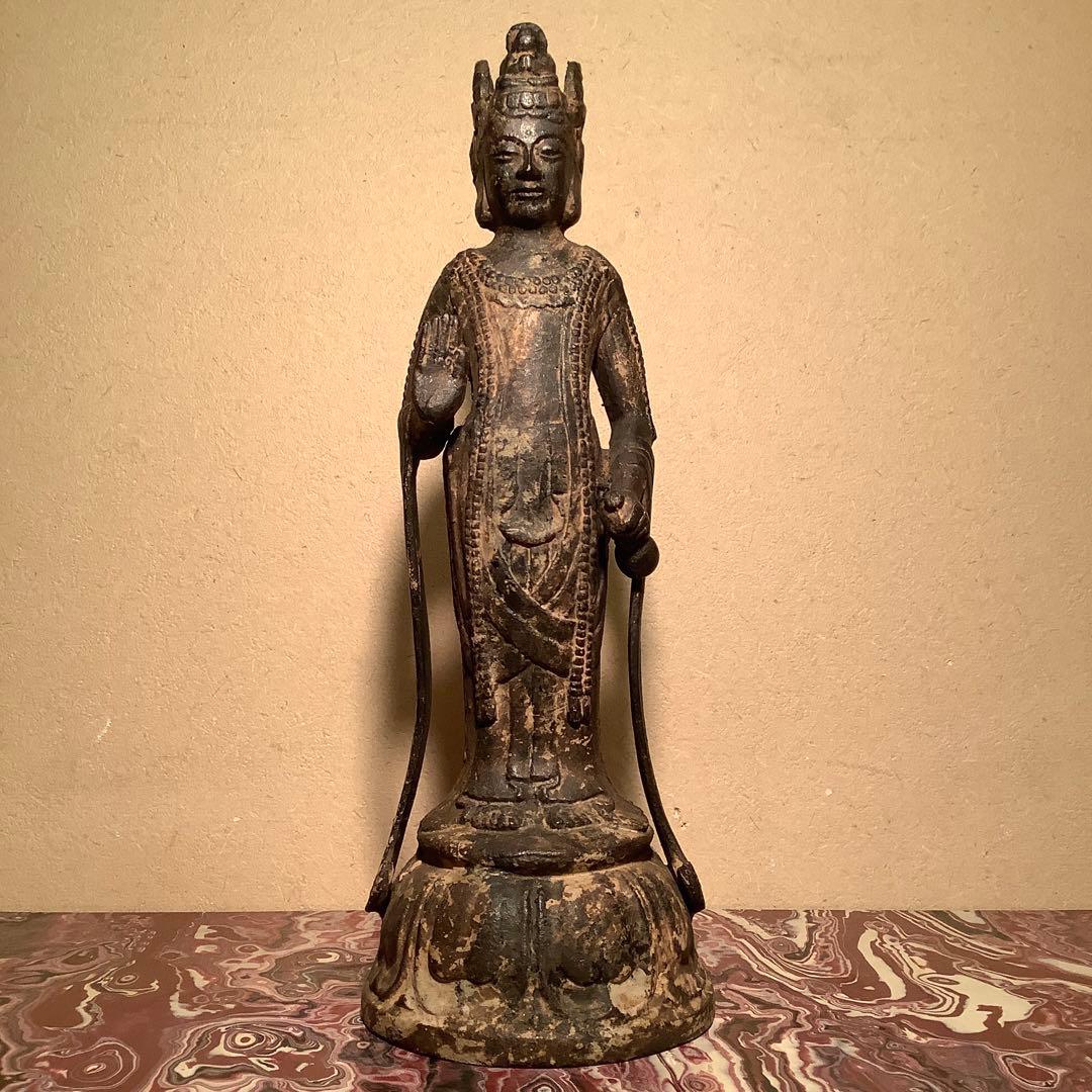 白鳳文化「古鉄・夢違観音菩薩立像」法隆寺・平城京・天平文化・鐵鋳・古鉄鍍金仏