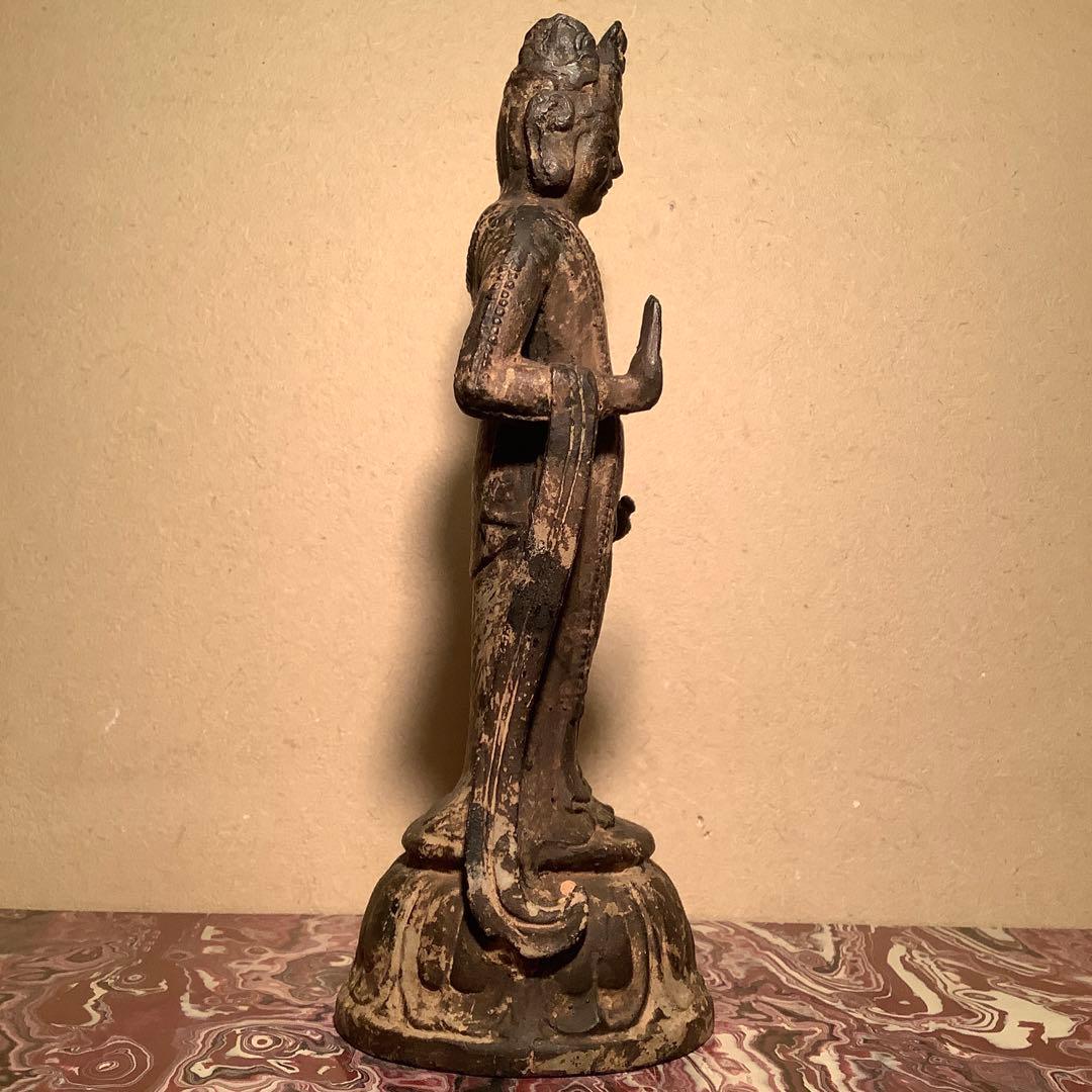 白鳳文化「古鉄・夢違観音菩薩立像」法隆寺・平城京・天平文化・鐵鋳・古鉄鍍金仏