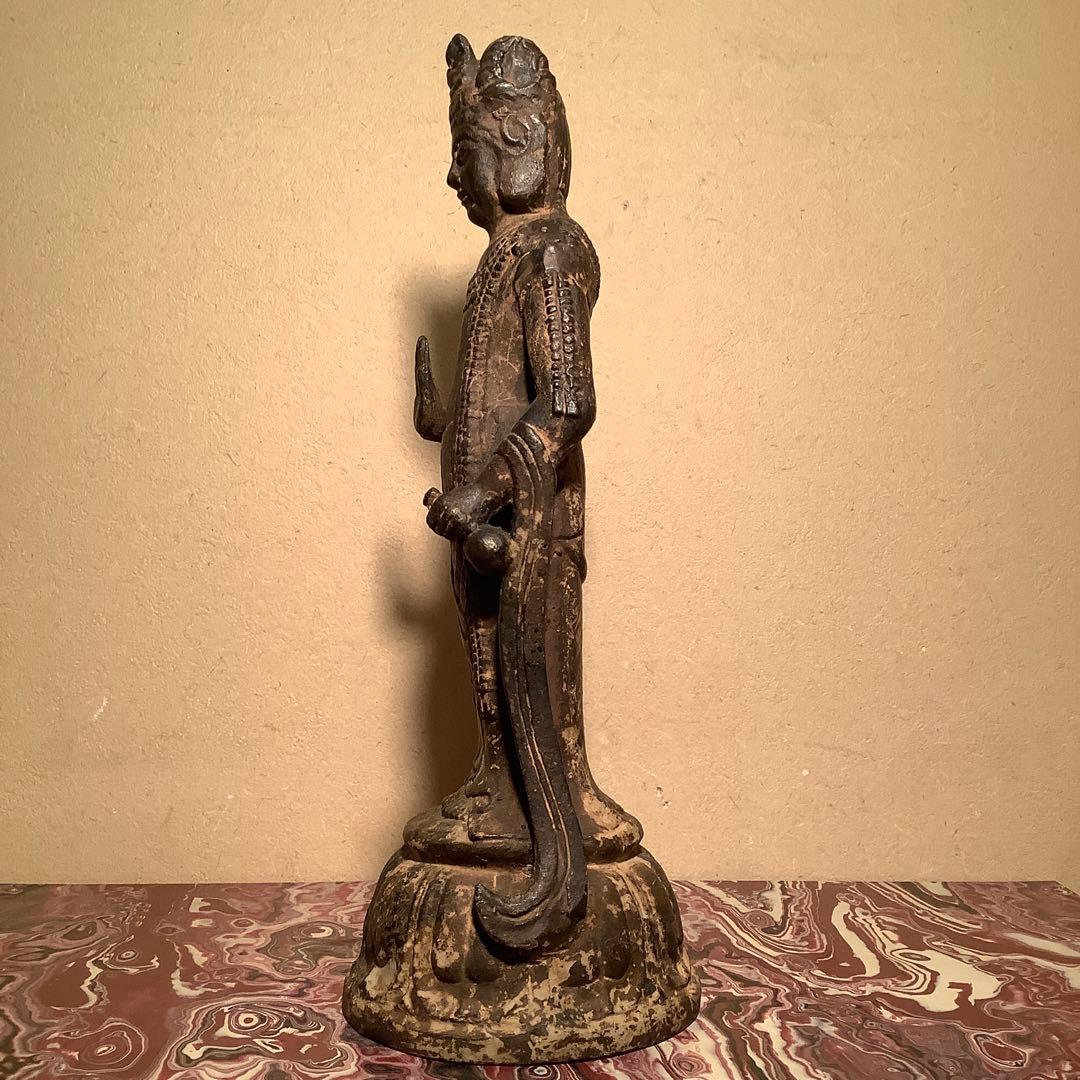 白鳳文化「古鉄・夢違観音菩薩立像」法隆寺・平城京・天平文化・鐵鋳・古鉄鍍金仏