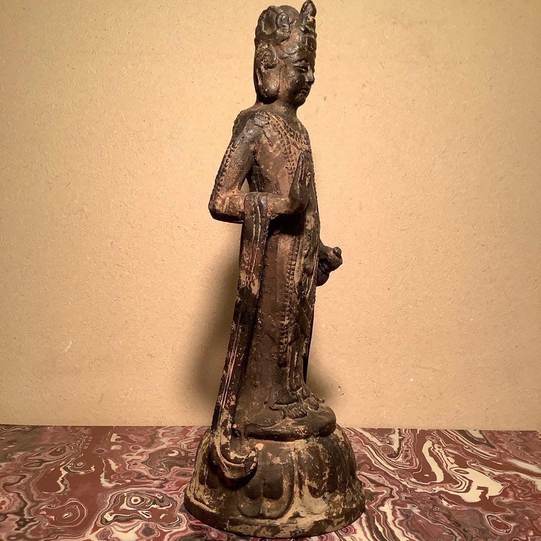 白鳳文化「古鉄・夢違観音菩薩立像」法隆寺・平城京・天平文化・鐵鋳・古鉄鍍金仏