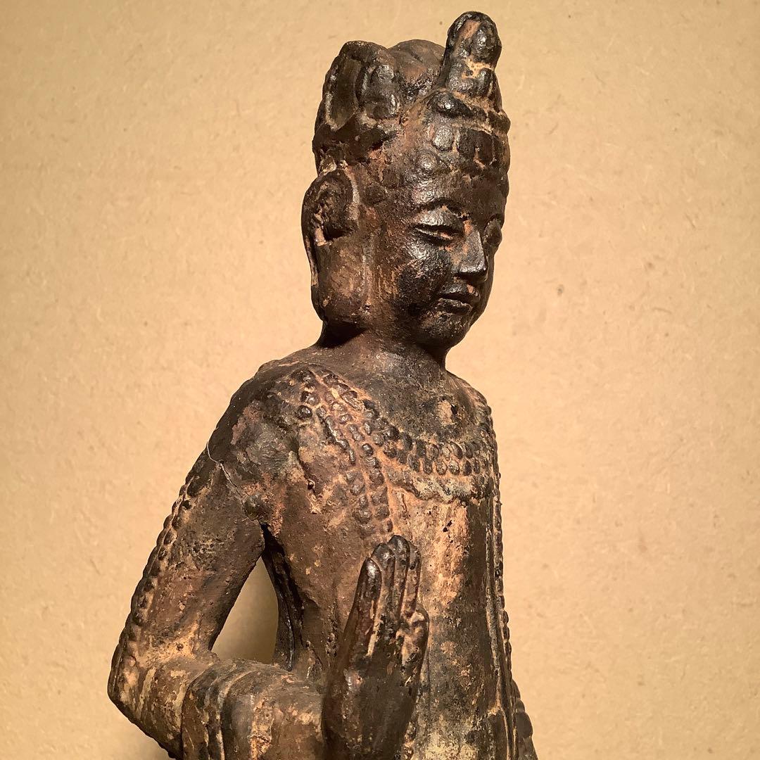 白鳳文化「古鉄・夢違観音菩薩立像」法隆寺・平城京・天平文化・鐵鋳・古鉄鍍金仏