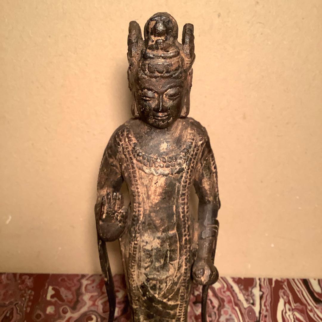 白鳳文化「古鉄・夢違観音菩薩立像」法隆寺・平城京・天平文化・鐵鋳・古鉄鍍金仏