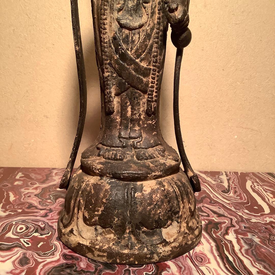 白鳳文化「古鉄・夢違観音菩薩立像」法隆寺・平城京・天平文化・鐵鋳・古鉄鍍金仏