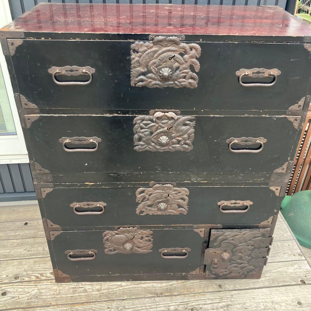 昭和レトロ 古家具 仙台箪笥 6杯 引き出し箪笥 古家具 ビンテージ 上下分離