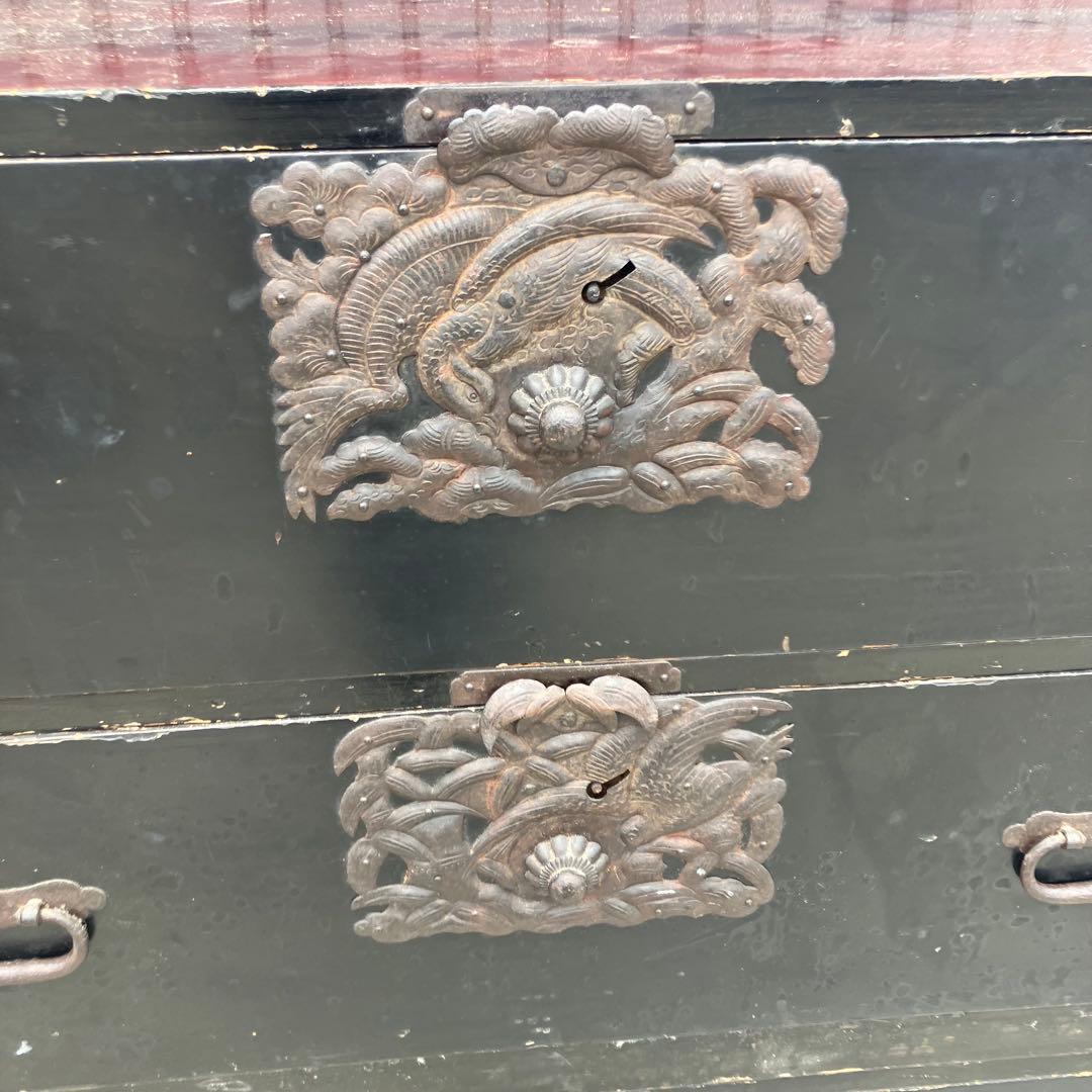 昭和レトロ 古家具 仙台箪笥 6杯 引き出し箪笥 古家具 ビンテージ 上下分離