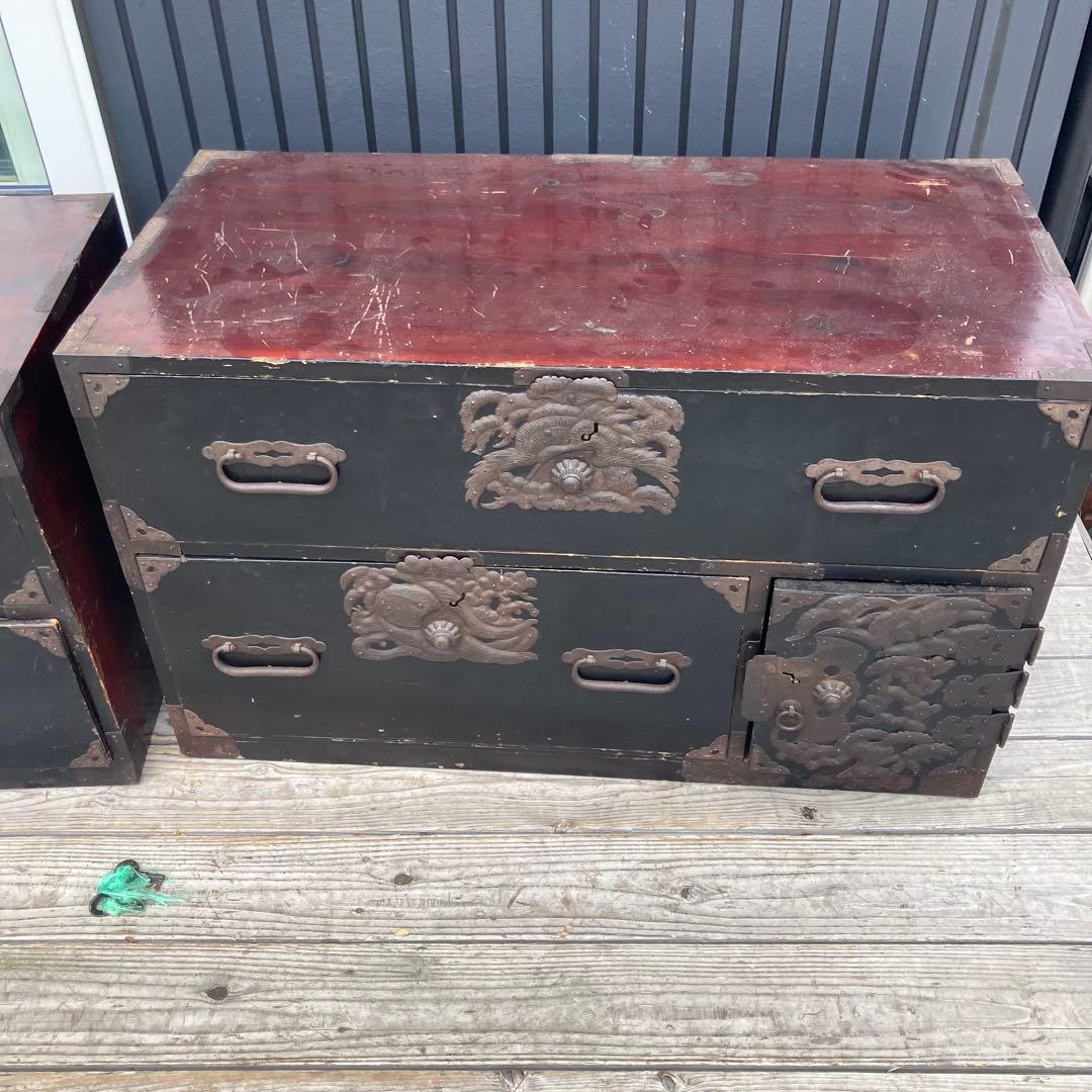 昭和レトロ 古家具 仙台箪笥 6杯 引き出し箪笥 古家具 ビンテージ 上下分離