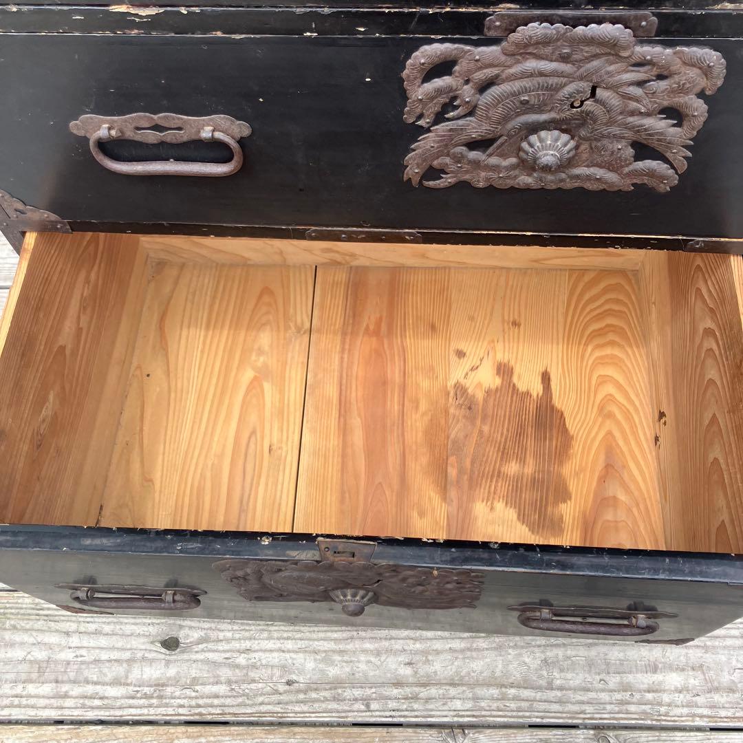 昭和レトロ 古家具 仙台箪笥 6杯 引き出し箪笥 古家具 ビンテージ 上下分離