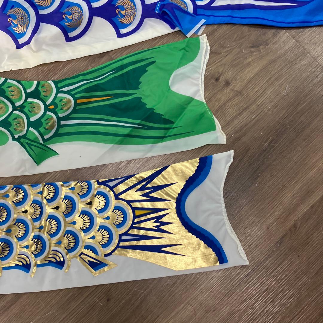 3F 鯉のぼり フルセット ゴールド鯉 吹き流し 矢車 ロープ付 ポール付き