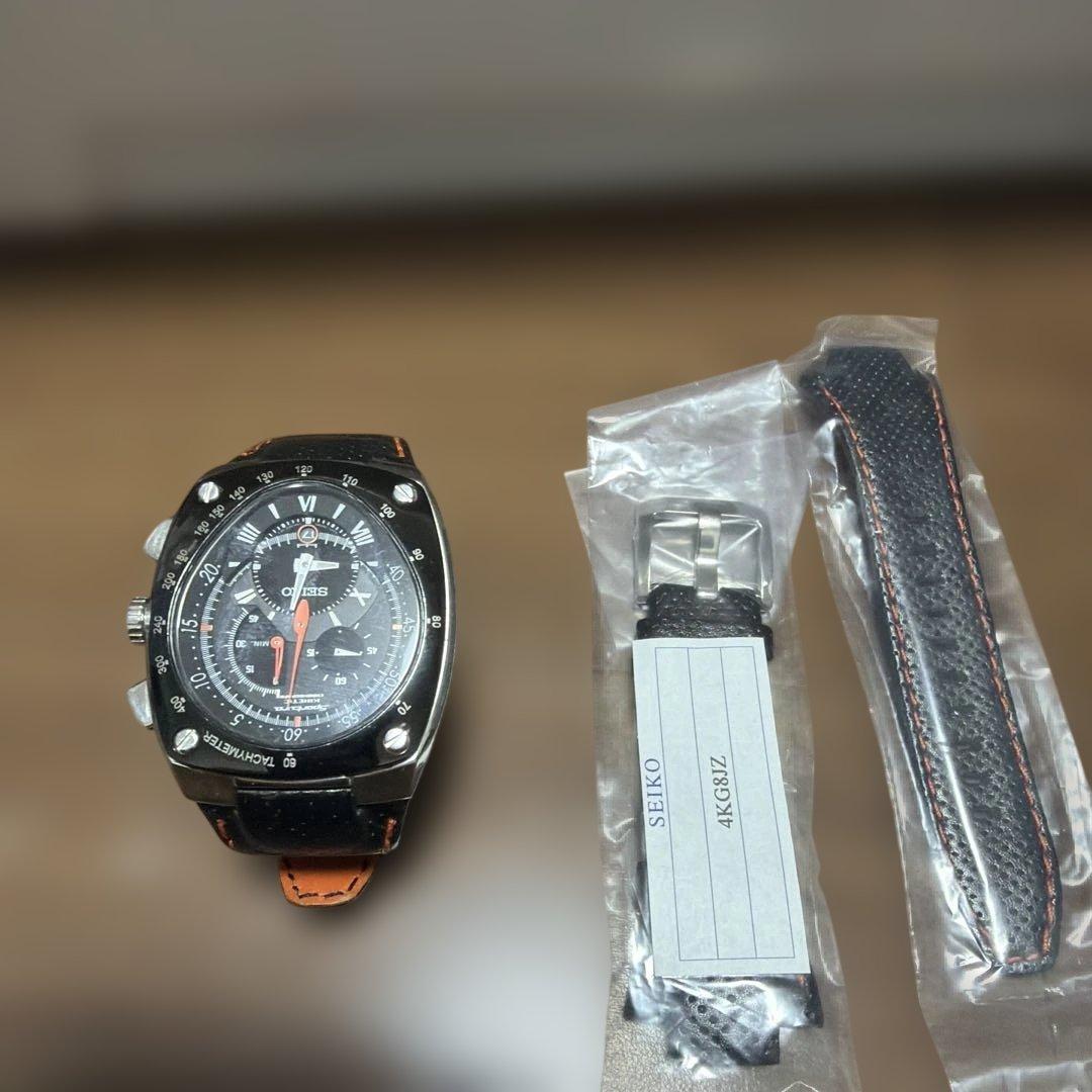 しゃもじ　SEIKO スポーチュラ　キネティック　新品純正革ベルト付