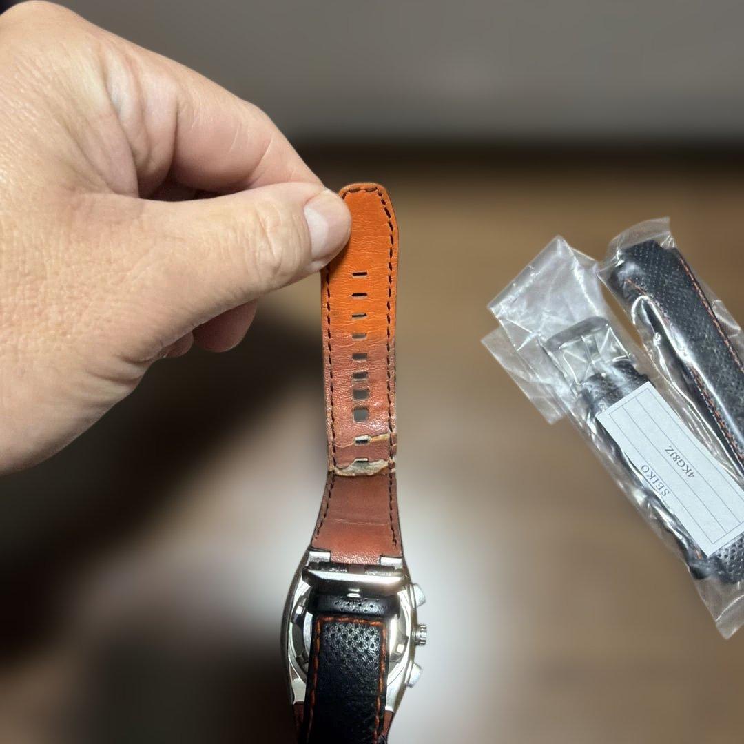 しゃもじ　SEIKO スポーチュラ　キネティック　新品純正革ベルト付